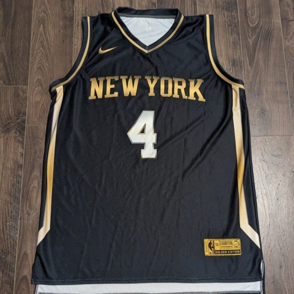 Nike Men's New York Knicks #4 Derrick Rose Black Golden Edition Jersey